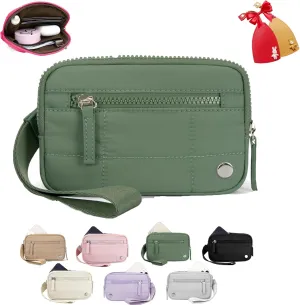 The Iris' Wallet 2nd Gen, The Iris' Wallet, The Iris Pouch Wristlet Zip Card Case With ID Window, The Iris Pouch Wristlet Rainbow Wallet, Women'S Waterproof Nylon Keychain Wallet (Green)