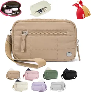 The Iris' Wallet 2nd Gen, The Iris' Wallet, The Iris Pouch Wristlet Zip Card Case With ID Window, The Iris Pouch Wristlet Rainbow Wallet, Women'S Waterproof Nylon Keychain Wallet (Khaki)