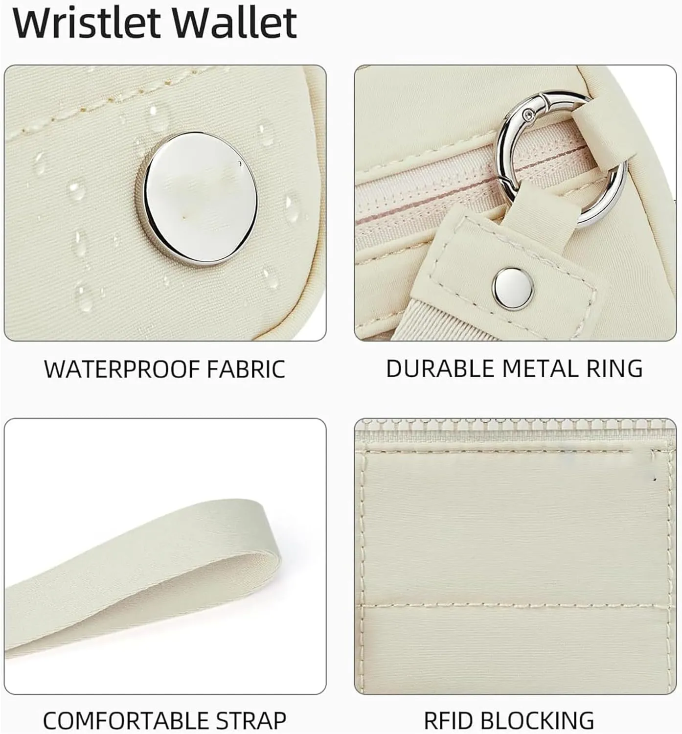 The Iris' Wallet 2nd Gen, The Iris' Wallet, The Iris Pouch Wristlet Zip Card Case With ID Window, The Iris Pouch Wristlet Rainbow Wallet, Women'S Waterproof Nylon Keychain Wallet (Khaki)