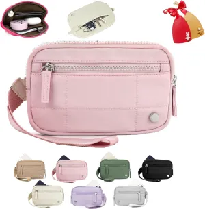 The Iris' Wallet 2nd Gen, The Iris' Wallet, The Iris Pouch Wristlet Zip Card Case With ID Window, The Iris Pouch Wristlet Rainbow Wallet, Women'S Waterproof Nylon Keychain Wallet (Pink)