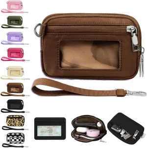 The Iris' Wallet 2nd Gen, The Iris' Wallet, The Iris Pouch Wristlet, Zippered Card Case with Id Window, Zip Card Case with ID Window (C)