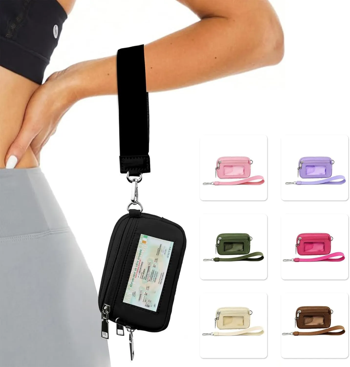The Iris' Wallet 2nd Gen, The Iris' Wallet, The Iris Pouch Wristlet, Zippered Card Case with Id Window, Zip Card Case with ID Window (D)