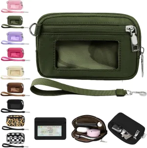 The Iris' Wallet 2nd Gen, The Iris' Wallet, The Iris Pouch Wristlet, Zippered Card Case with Id Window, Zip Card Case with ID Window (D)