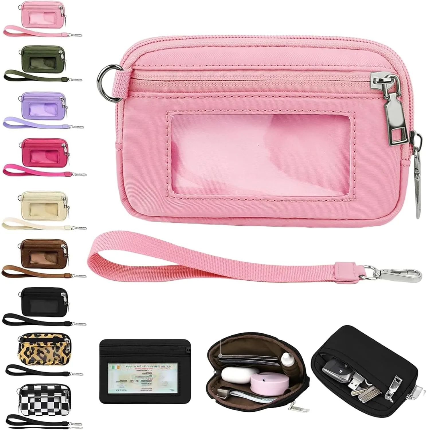 The Iris' Wallet 2nd Gen, The Iris' Wallet, The Iris Pouch Wristlet, Zippered Card Case with Id Window, Zip Card Case with ID Window (E)