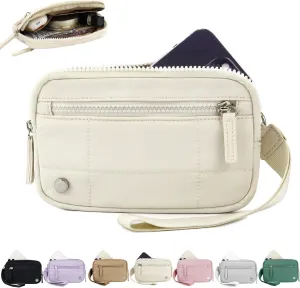 The Iris' Wallet 2nd Gen, Women's Wristlet Wallets, Nylon Quilted Wallet with 3 Zipper Purse for Travel, Credit Card Holder (B)