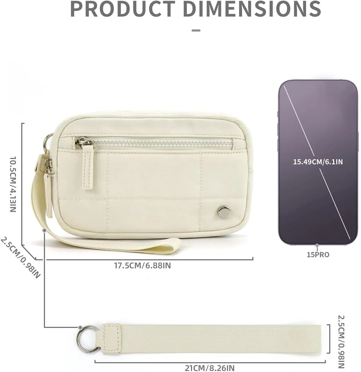 The Iris' Wallet 2nd Gen, Women's Wristlet Wallets, Nylon Quilted Wallet with 3 Zipper Purse for Travel, Credit Card Holder (B)