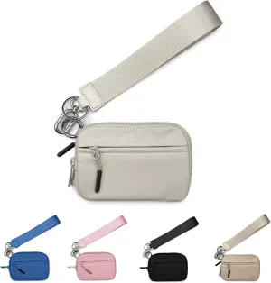 The Iris Wallet, The Wallet 2nd Gen wristlet wallet, Wristlet Wallets for Women, Waterproof Nylon Material Zippered Card Case with ID Window-Beige