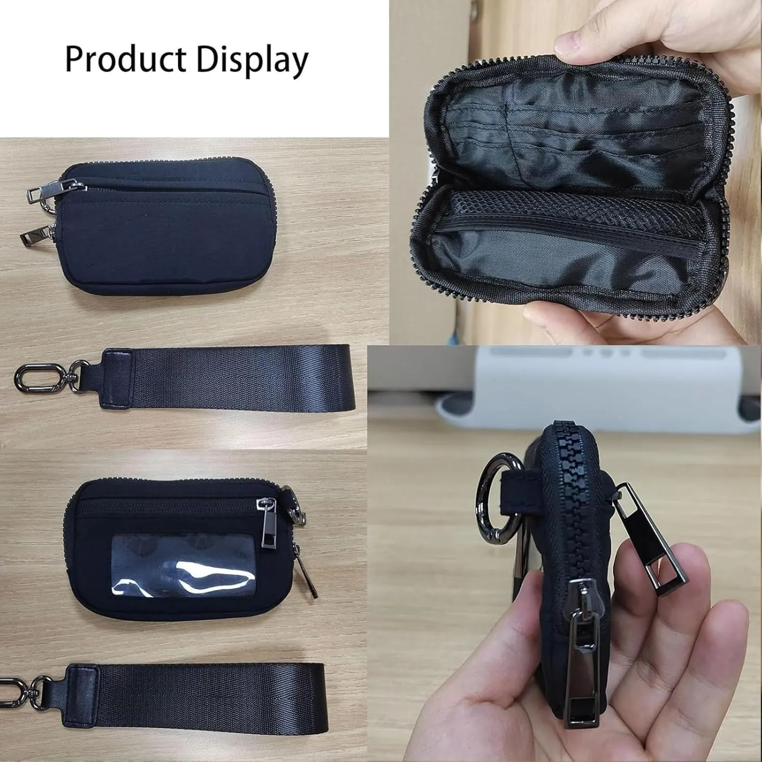 The Iris Wallet, The Wallet 2nd Gen wristlet wallet, Wristlet Wallets for Women, Waterproof Nylon Material Zippered Card Case with ID Window-Black