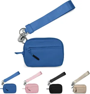 The Iris Wallet, The Wallet 2nd Gen wristlet wallet, Wristlet Wallets for Women, Waterproof Nylon Material Zippered Card Case with ID Window-Blue