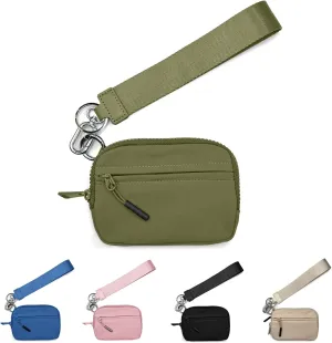 The Iris Wallet, The Wallet 2nd Gen wristlet wallet, Wristlet Wallets for Women, Waterproof Nylon Material Zippered Card Case with ID Window-Green