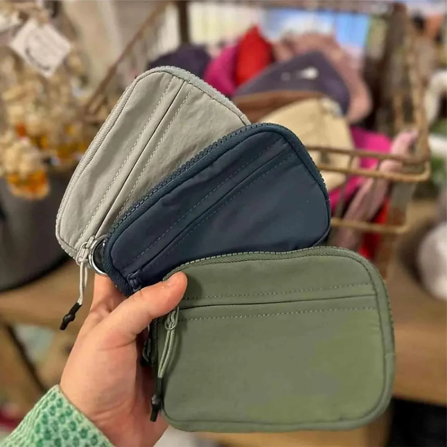 The Iris Wallet, The Wallet 2nd Gen wristlet wallet, Wristlet Wallets for Women, Waterproof Nylon Material Zippered Card Case with ID Window-Green