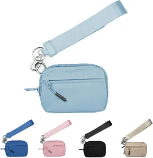 The Iris Wallet, The Wallet 2nd Gen wristlet wallet, Wristlet Wallets for Women, Waterproof Nylon Material Zippered Card Case with ID Window-Sky Blue