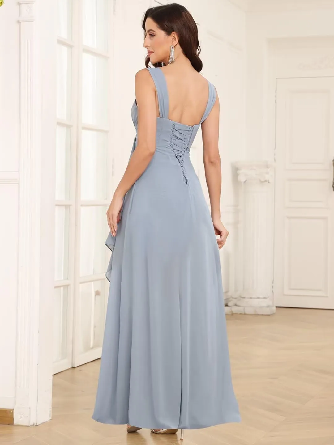 TORYEMY 2 Pieces Mother of The Bride Dresses with Jacket for Wedding Half Sleeve Long Chiffon Formal Evening Dresses