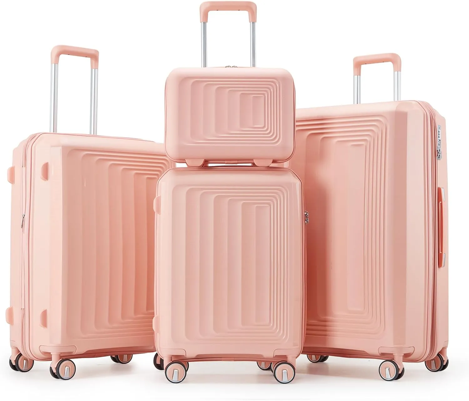 Travel Convenience with 4 Piece Luggage Set, Lightweight Expandable Hard Shell Suitcases with Spinner Wheels, Pink