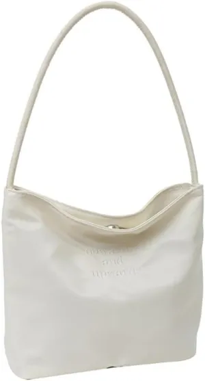 Trendy Casual Bucket Bag for Women Simple Solid Color Underarm Handbag Embroidery Letters Shoulder Bag Armpit Bag Purse
