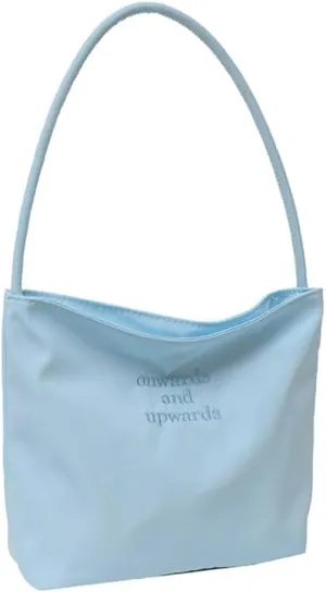 Trendy Casual Bucket Bag for Women Simple Solid Color Underarm Handbag Embroidery Letters Shoulder Bag Armpit Bag Purse