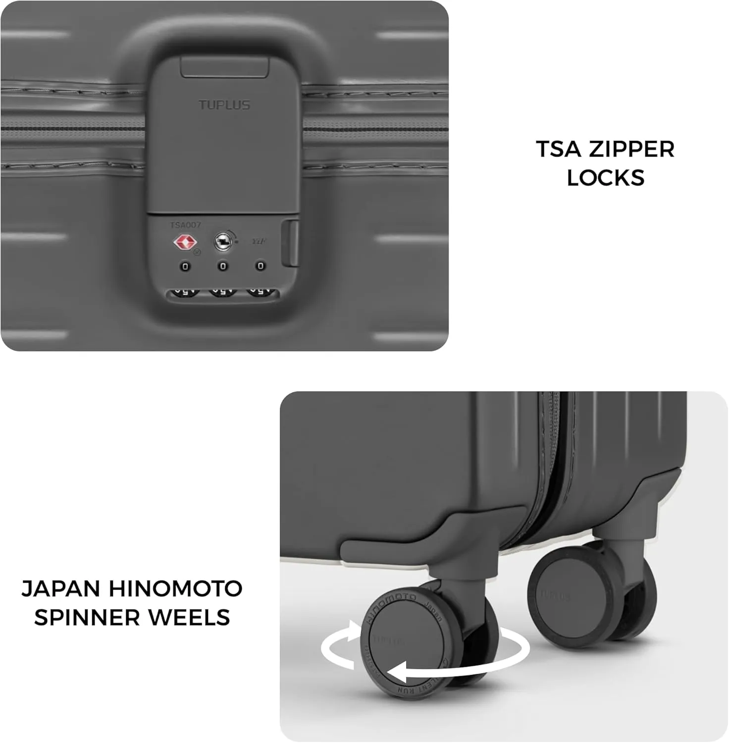 TUPLUS Suitcase Lightweight Luggage Hard Shell Suitcase with 4 Spinner Wheels Hold Check in Travel Case, Impression Series