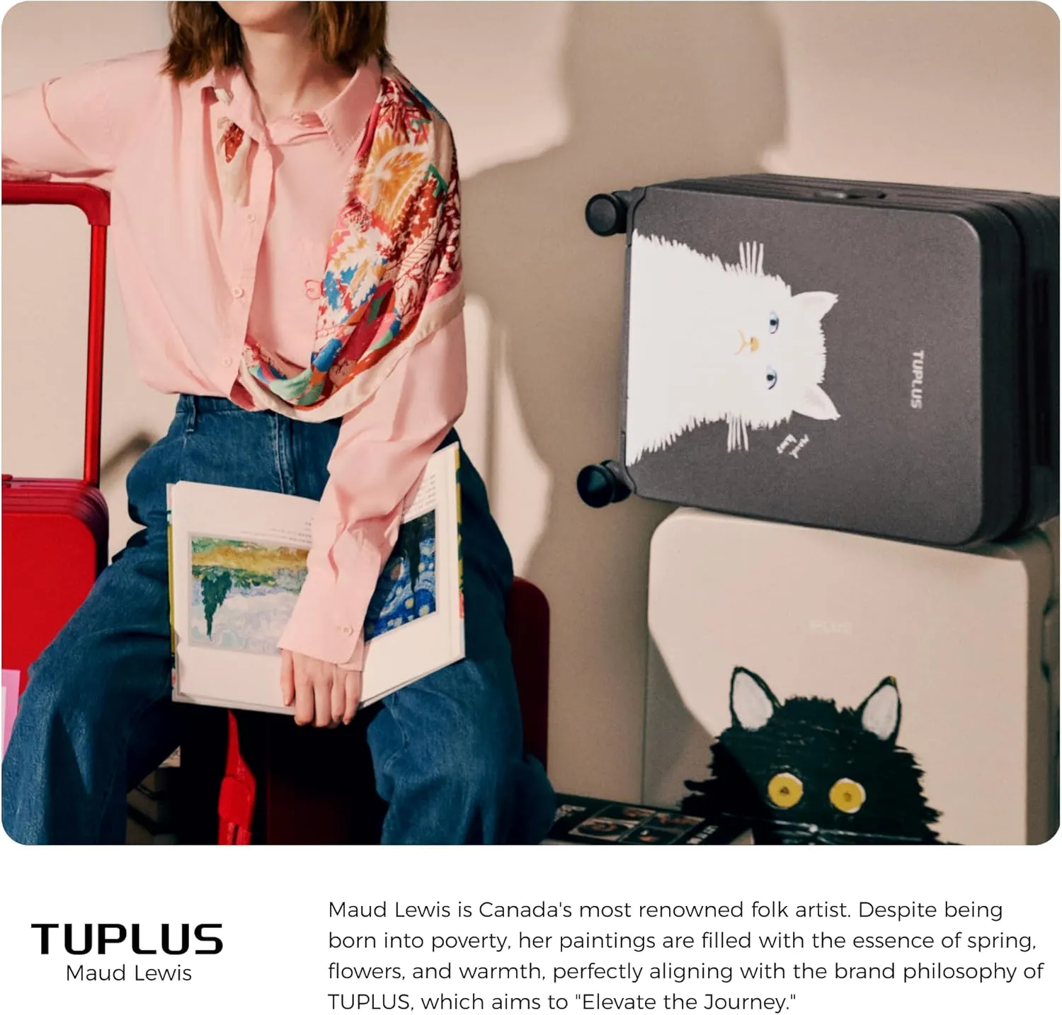 TUPLUS Suitcase Lightweight Luggage Hard Shell Suitcase with 4 Spinner Wheels Hold Check in Travel Case, Impression Series