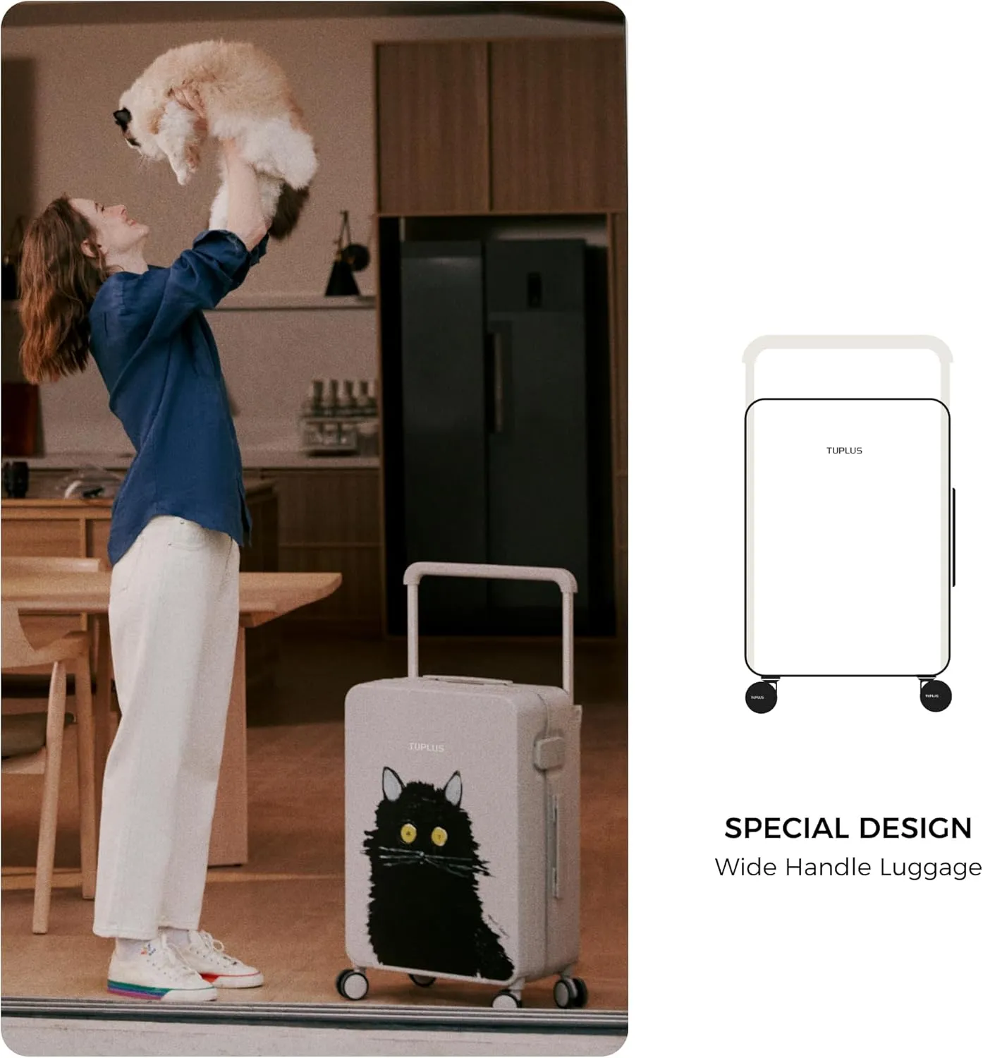 TUPLUS Suitcase Lightweight Luggage Hard Shell Suitcase with 4 Spinner Wheels Hold Check in Travel Case, Impression Series