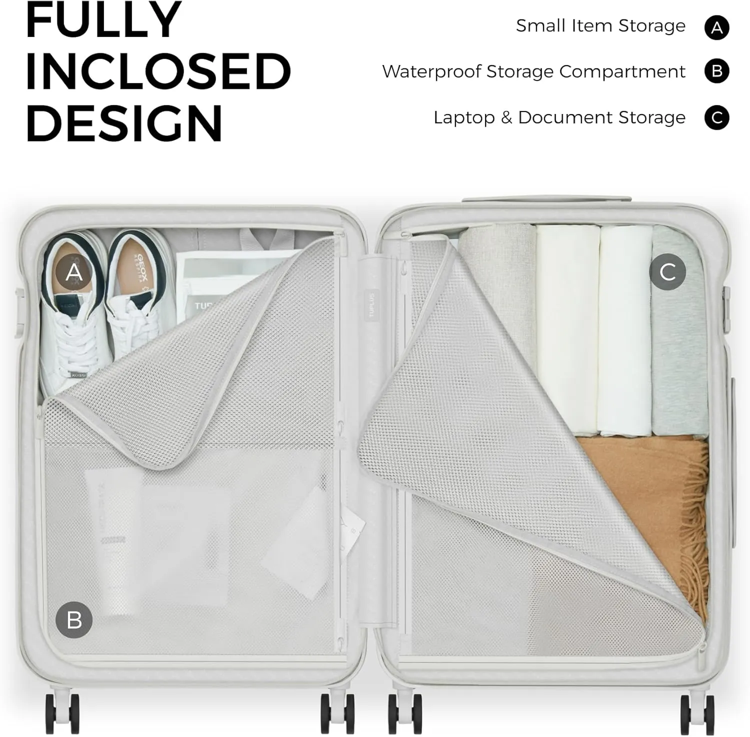 TUPLUS Suitcase Lightweight Luggage Hard Shell Suitcase with 4 Spinner Wheels Hold Check in Travel Case, Impression Series
