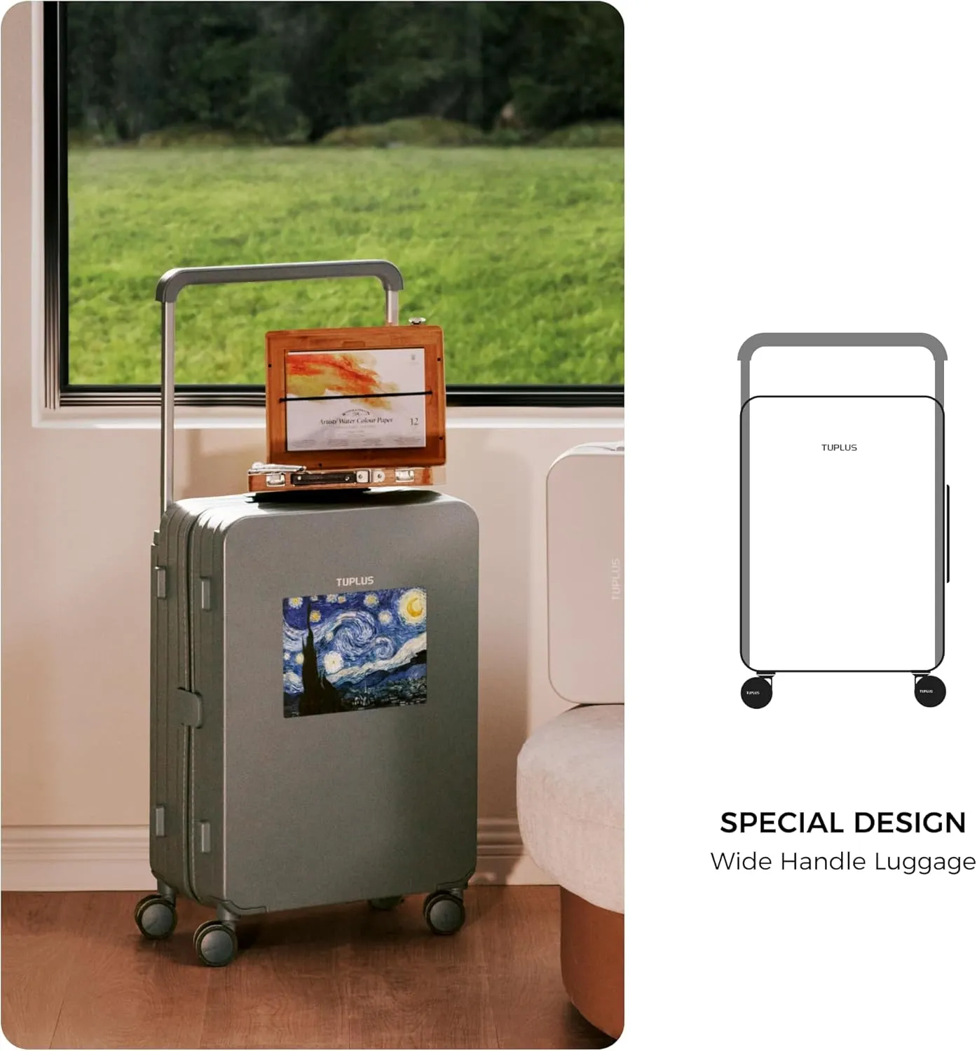 TUPLUS Suitcase Lightweight Luggage Hard Shell Suitcase with 4 Spinner Wheels Hold Check in Travel Case, Impression Series