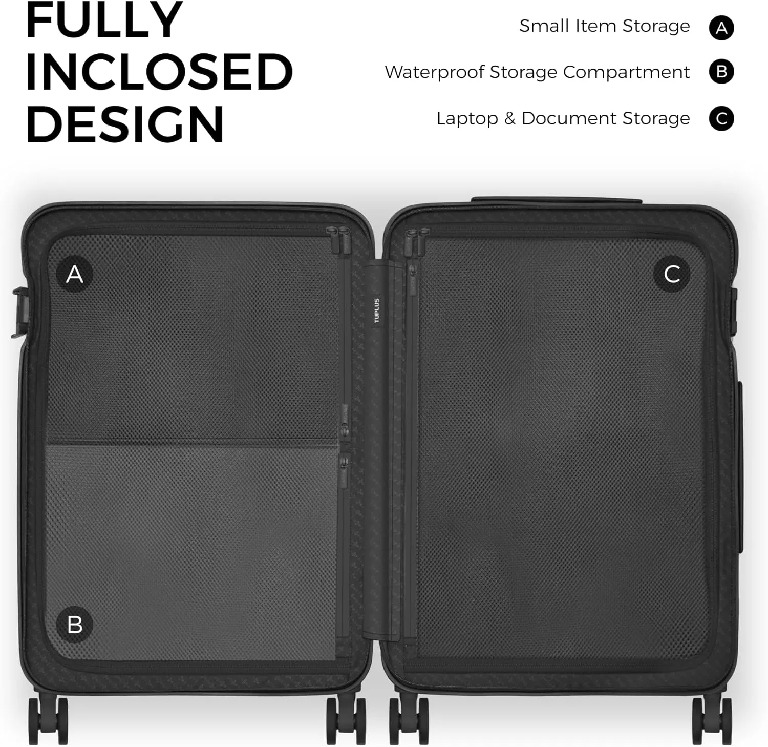 TUPLUS Suitcase Lightweight Luggage Hard Shell Suitcase with 4 Spinner Wheels Hold Check in Travel Case, Impression Series