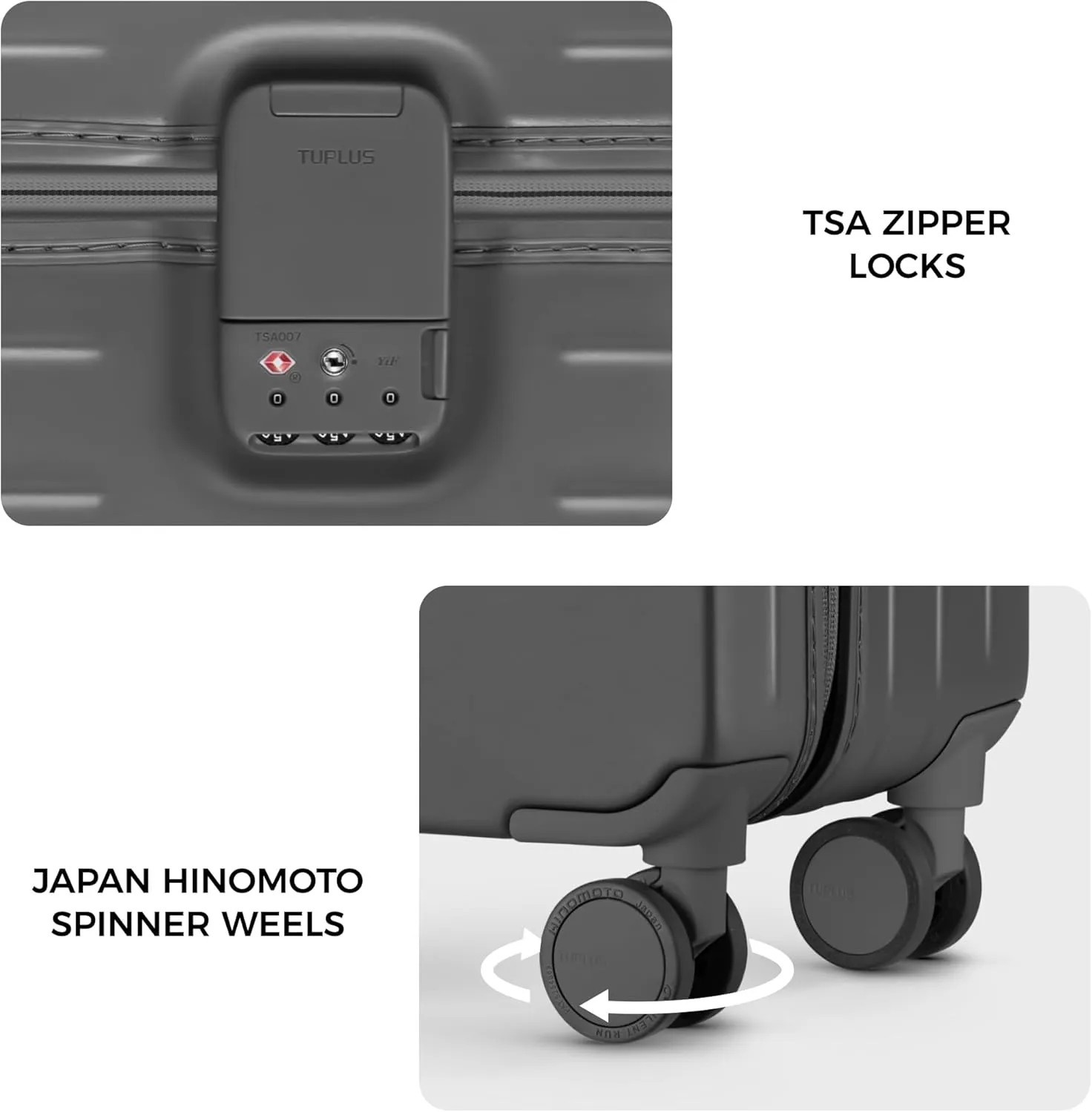 TUPLUS Suitcase Lightweight Luggage Hard Shell Suitcase with 4 Spinner Wheels Hold Check in Travel Case, Impression Series