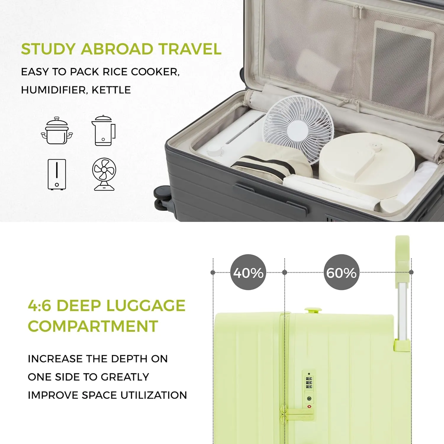 TUPLUS Suitcase Lightweight Luggage Hard Shell Suitcase with 4 Spinner Wheels Hold Check in Travel Case with TSA Lock,TRUNK Series