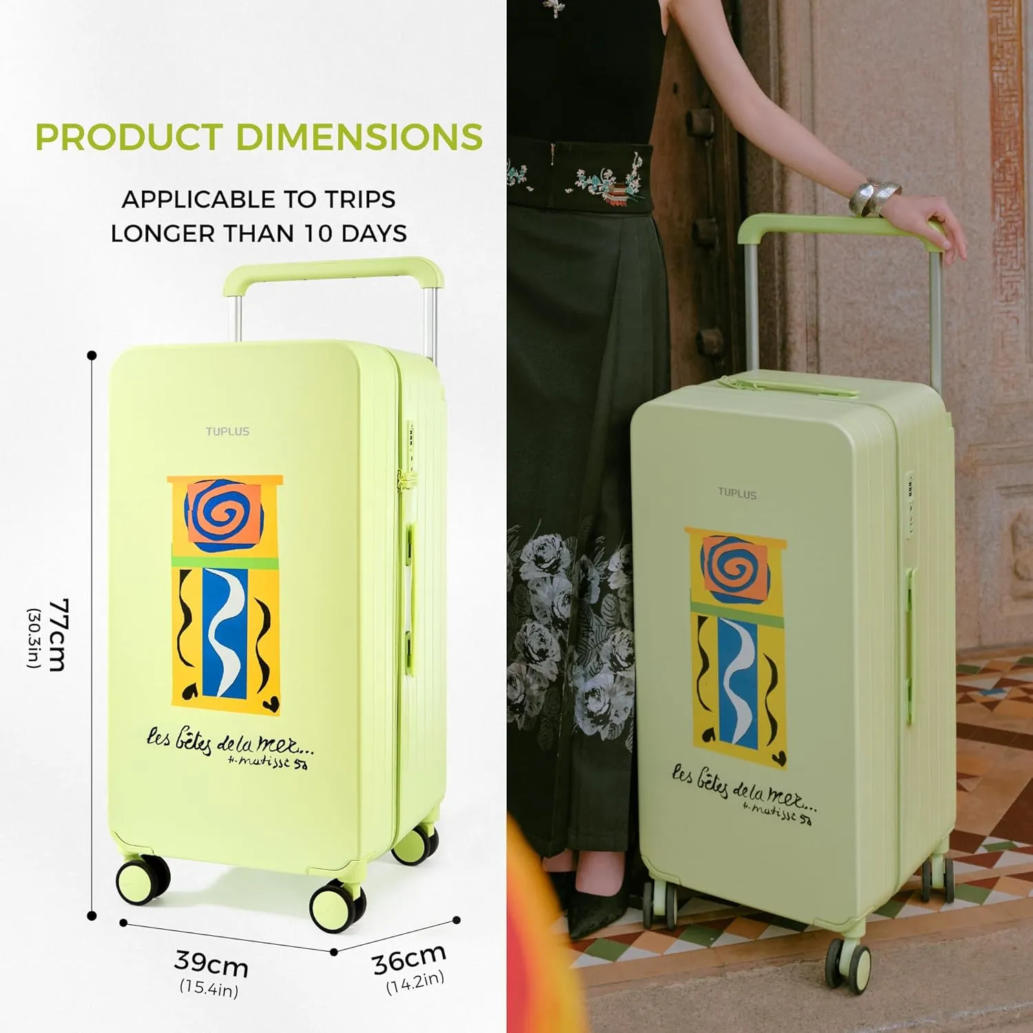 TUPLUS Suitcase Lightweight Luggage Hard Shell Suitcase with 4 Spinner Wheels Hold Check in Travel Case with TSA Lock,TRUNK Series