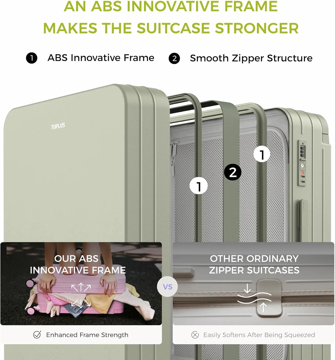 TUPLUS Suitcase Lightweight Luggage Hard Shell Suitcase with 4 Spinner Wheels Hold Check in Travel Case with TSA Lock,TRUNK Series