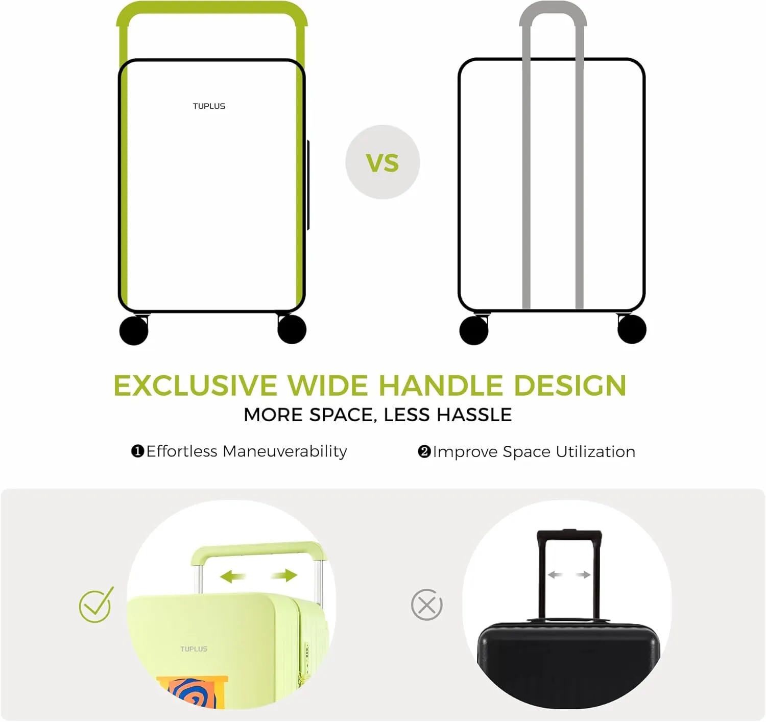 TUPLUS Suitcase Lightweight Luggage Hard Shell Suitcase with 4 Spinner Wheels Hold Check in Travel Case with TSA Lock,TRUNK Series