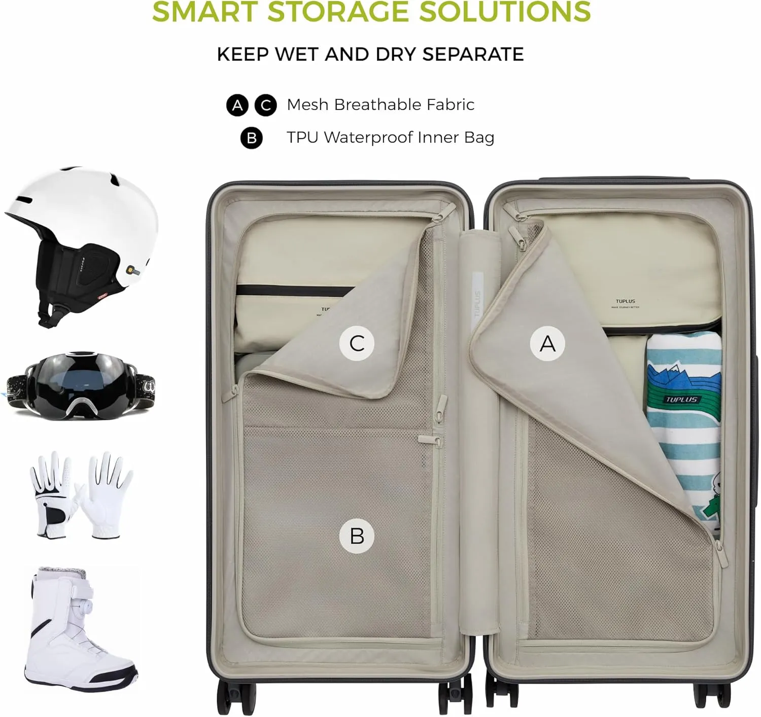 TUPLUS Suitcase Lightweight Luggage Hard Shell Suitcase with 4 Spinner Wheels Hold Check in Travel Case with TSA Lock,TRUNK Series