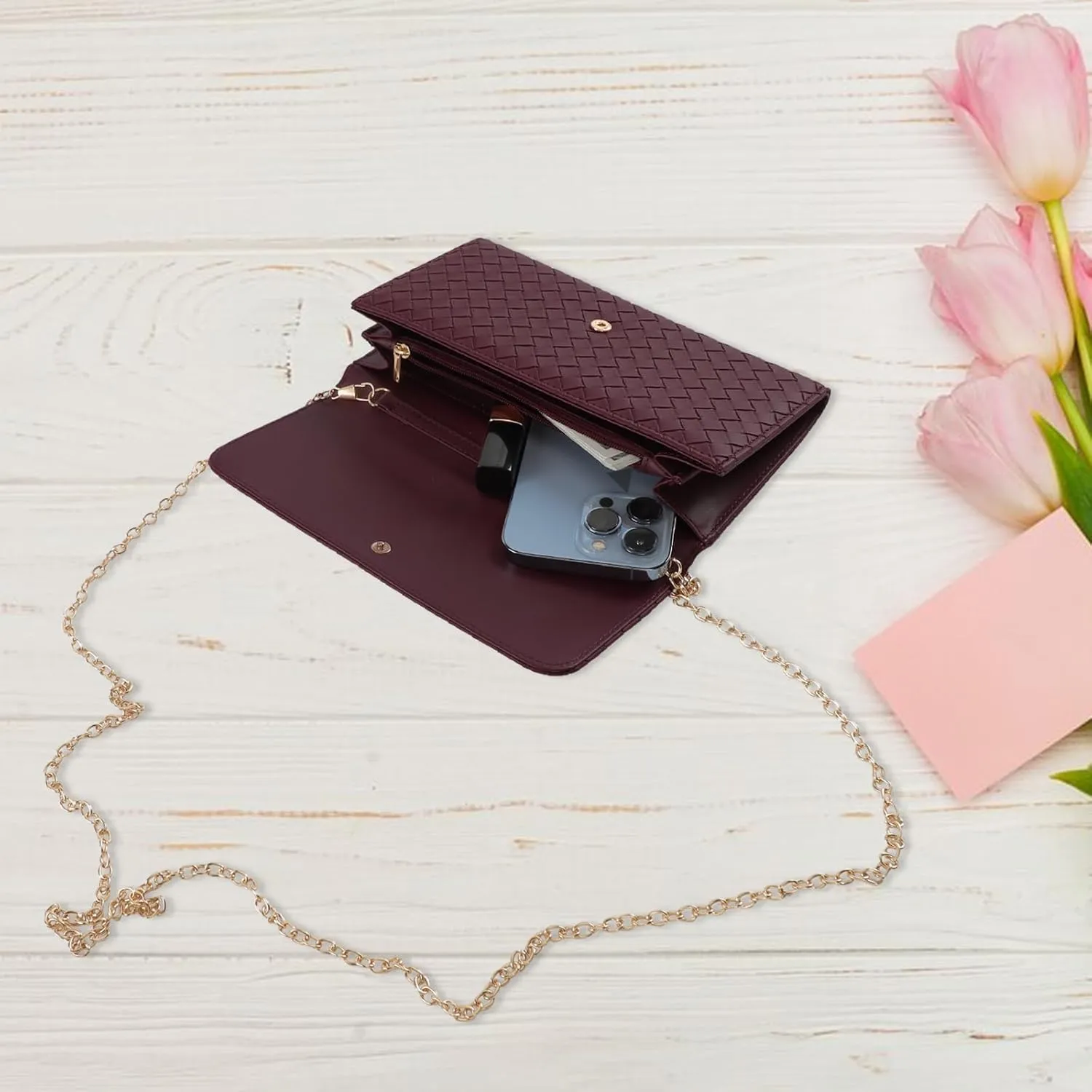 U U Crossbody Bags for Women, Handbags Cell Phone Wallet Small Purse with Credit Card Slots and Removebale Chain