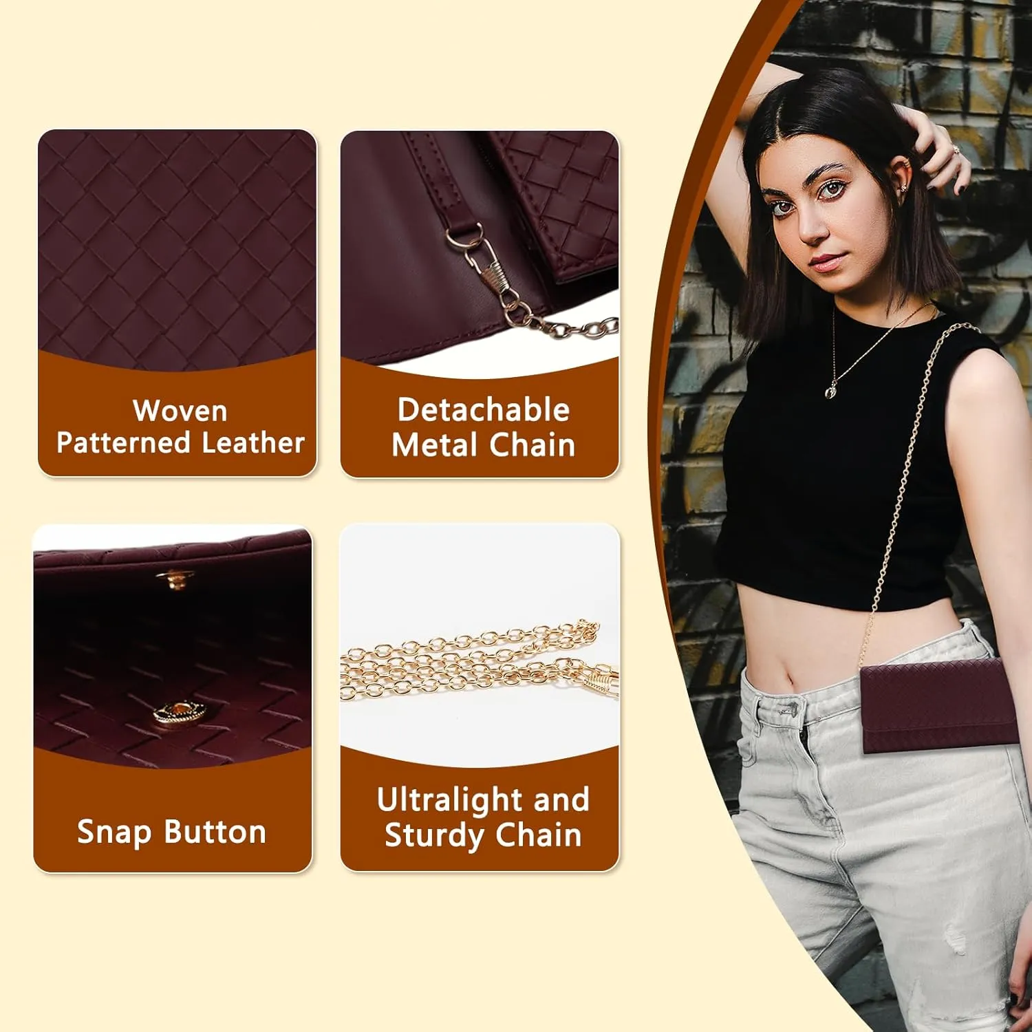 U U Crossbody Bags for Women, Handbags Cell Phone Wallet Small Purse with Credit Card Slots and Removebale Chain