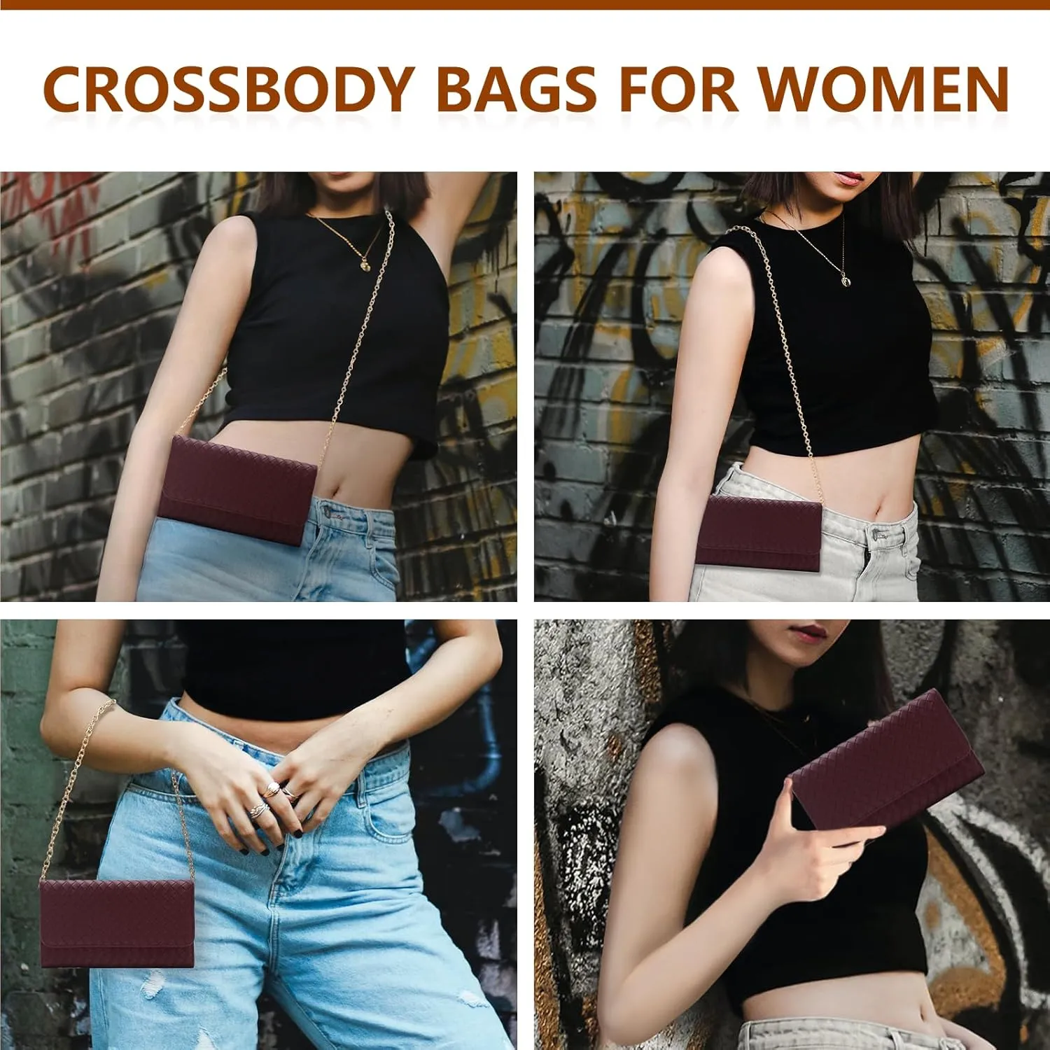 U U Crossbody Bags for Women, Handbags Cell Phone Wallet Small Purse with Credit Card Slots and Removebale Chain