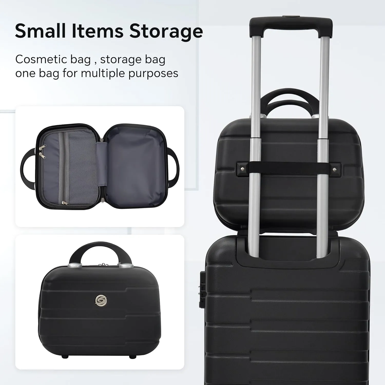 VANELC 4 Piece Hardshell Luggage Set Hardside Lightweight Suitcase with TSA Lock Spinner Wheels,Family Luggage Set(12/20/24/28in) (Black, 4PCS)
