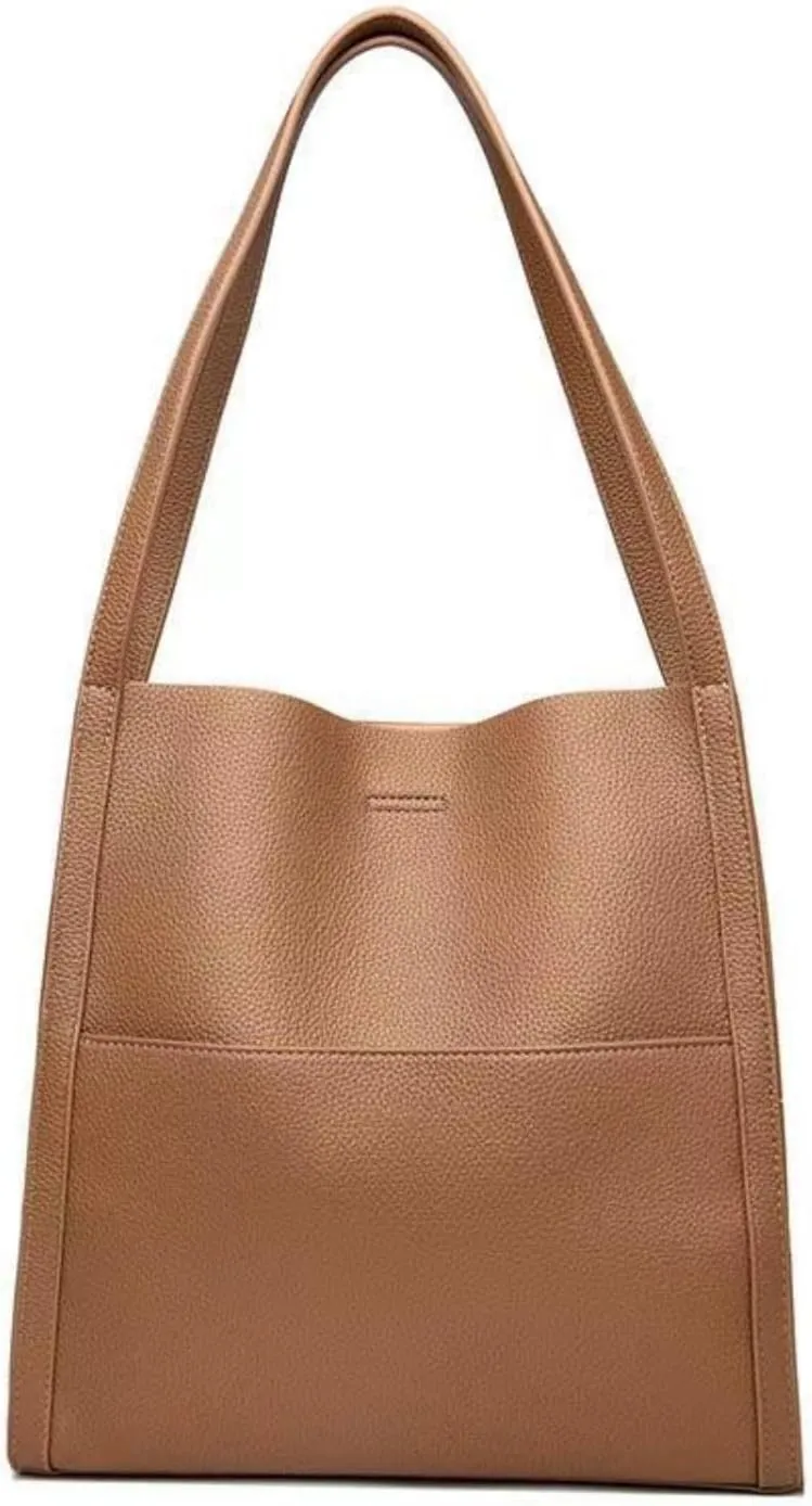 Vegan Leather Tote Handbag Shoulder Bag for Women Soft PU Leather Hobo Bag Bucket Bags Retro Handmade Purses