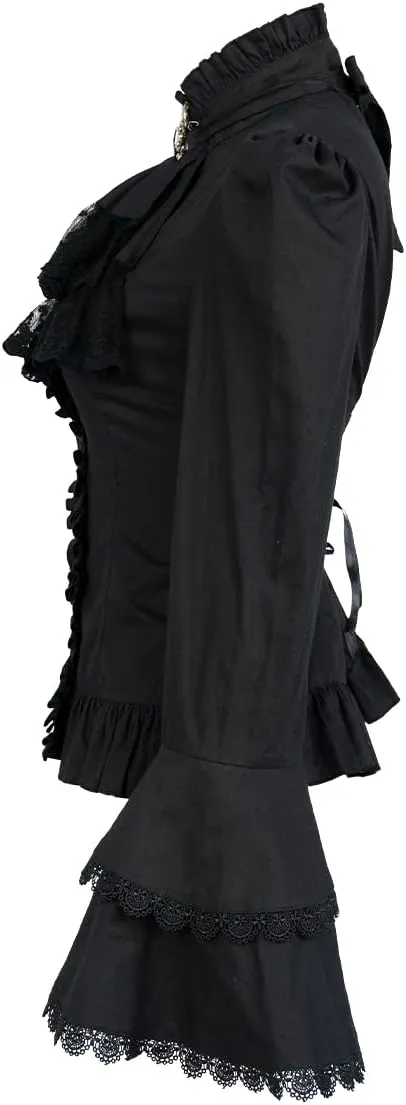 Victorian Blouse Womens Gothic Lolita Shirt Vintage Long Sleeve Lotus Ruffle Tops