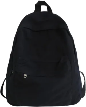 Vintage Aesthetic Canvas Backpack Preppy Backpack Japanese Harajuku Bag Fit 15.6 Laptop Travel Rucksack (Black,One Size)