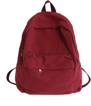 Vintage Aesthetic Canvas Backpack Preppy Backpack Japanese Harajuku Bag Fit 15.6 Laptop Travel Rucksack (Burgundy,One Size)