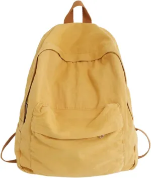 Vintage Aesthetic Canvas Backpack Preppy Backpack Japanese Harajuku Bag Fit 15.6 Laptop Travel Rucksack (Yellow,One Size)