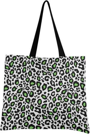 visesunny Women Extra Large Tote Bag Animal Tiger Skin Green Neon Color Shoulder Bags Ladies Beach Travel Reusable Grocery Shopping Portable Storage Handbag