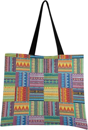 visesunny Women Extra Large Tote Bag Tribal Texture Shoulder Bags Ladies Beach Travel Reusable Grocery Shopping Portable Storage Handbag
