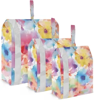Watercolor Purple Flower Packing Cubes for Suitcases 3 Set Expandable Compression Luggage Packing Organizers for Carry on Suitcase Travel Essentials Luggage Organizer Bags Set