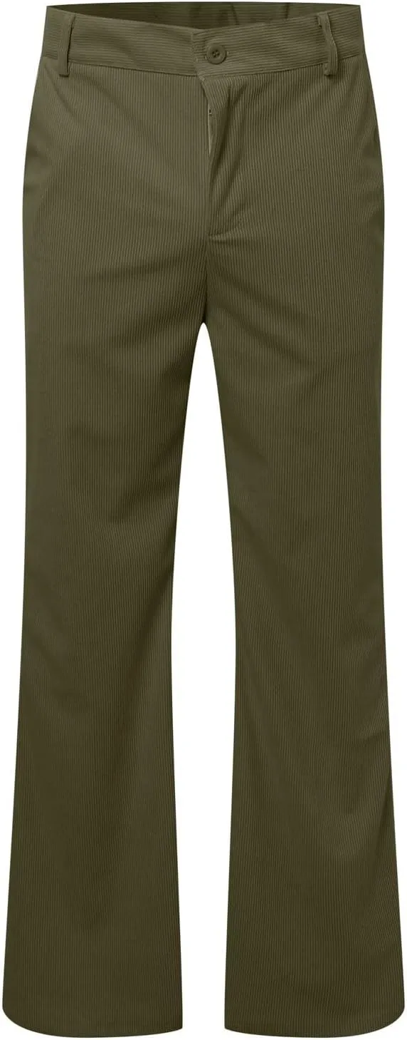 Wide Leg Pants Dress Pants Solid Color Loose Comfy Slim Fit Corduroy Elastic Waist Baggy Casual Pants with Pockets