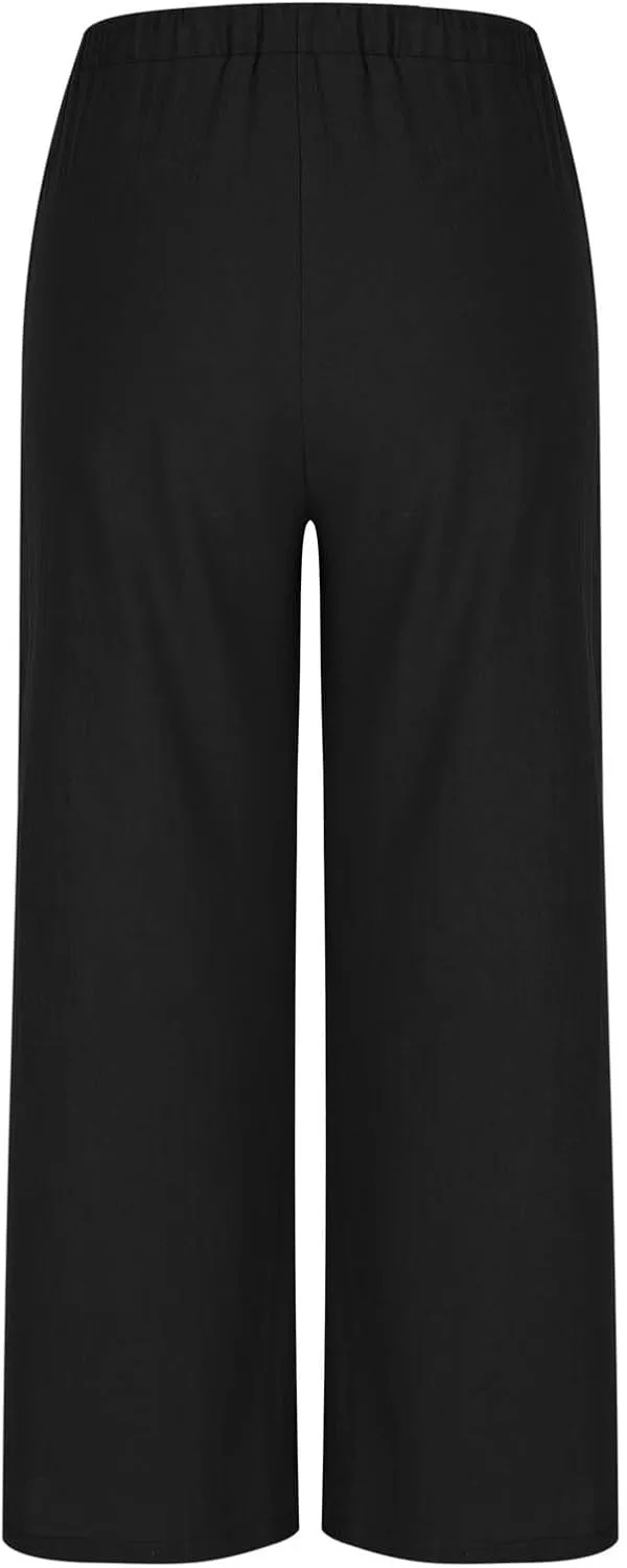 Wide Leg Pants for Woman Palazzo Trousers High Waisted Drawstring Summer Casual Business Work Beach Vacation Pants