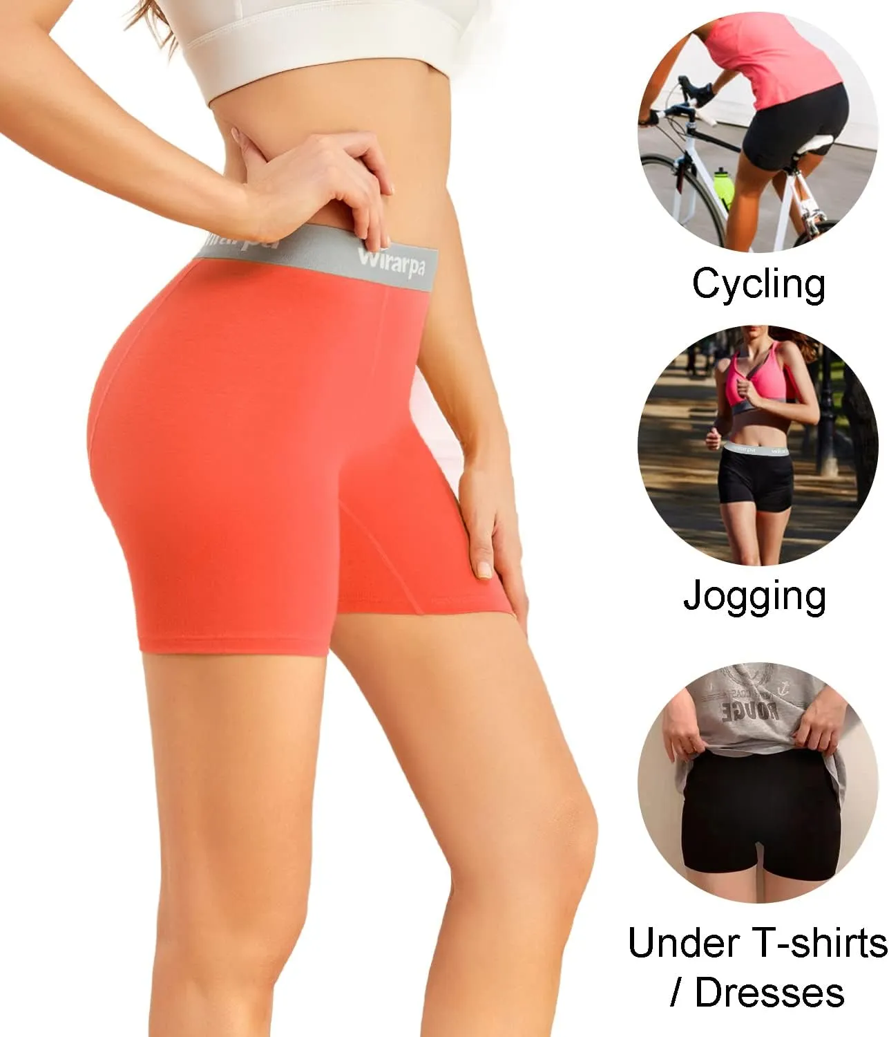 wirarpa Women's Boxer Briefs Cotton Underwear Anti Chafing Boy Shorts Panties 5.5" Inseam 4 Pack