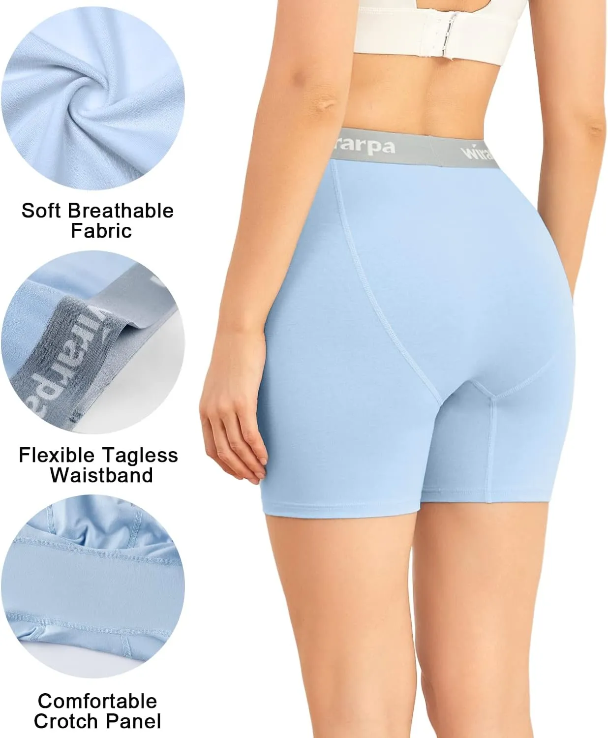 wirarpa Women's Boxer Briefs Cotton Underwear Anti Chafing Boy Shorts Panties 5.5" Inseam 4 Pack