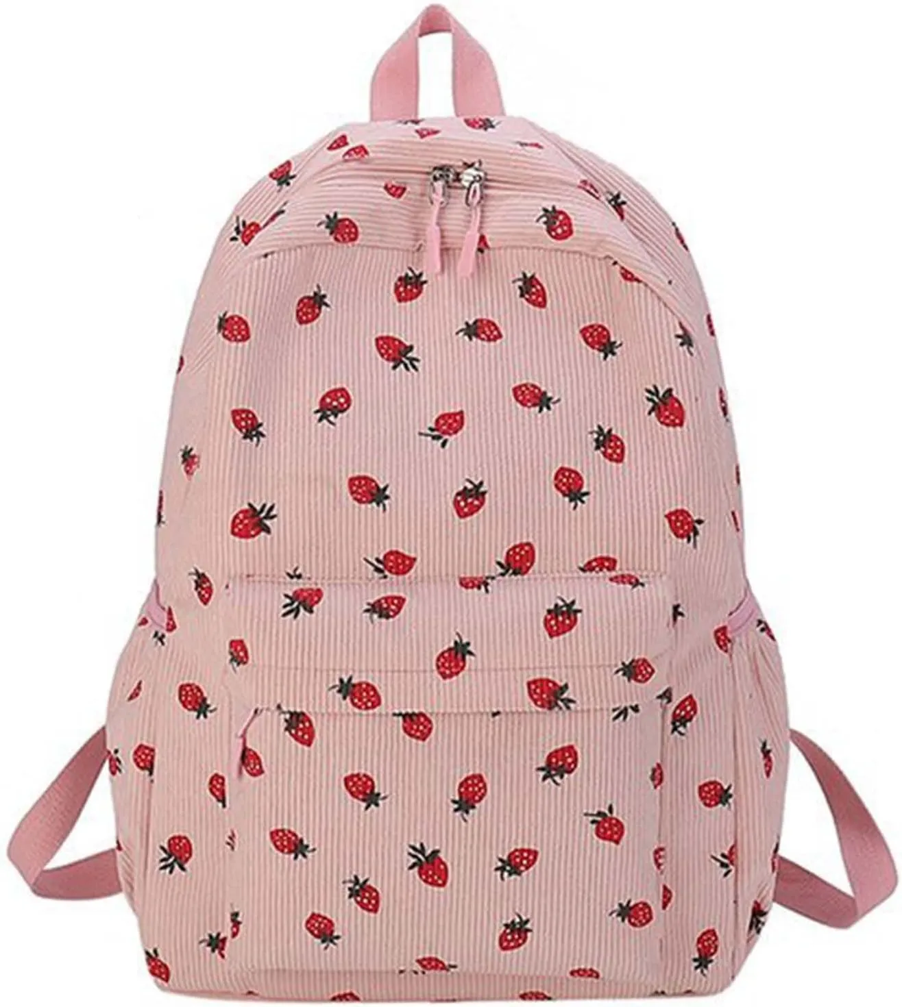 Women 2025 Cute Aesthetic Backpack Kawaii Strawberry Print Laptop Backpack Coquette Daypack for College Trendy Bag (Pink)