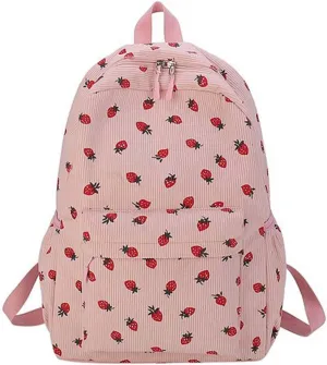 Women 2025 Cute Aesthetic Backpack Kawaii Strawberry Print Laptop Backpack Coquette Daypack for College Trendy Bag (Pink)